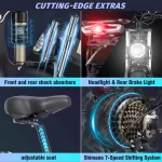 Eletric Bike for Adults, 750W Motor 48V 20Ah Removable Battery 26 Fat Tire Folding E-Bike Shimano 21-Speed MTB Cycling UL2849 - Image 4